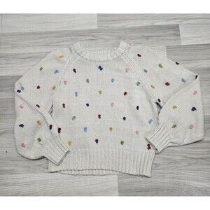 Lush Womens Cream Knit Rainbow Sweater Small Bishop Sleeve